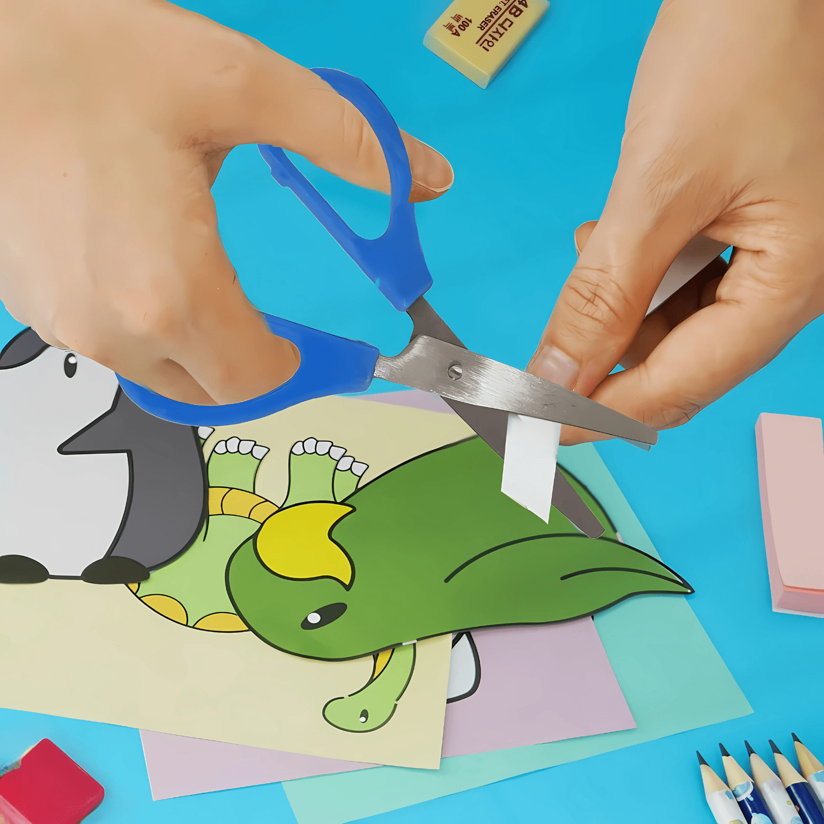 Paper cutting stainless steel craft sccissor with safety cover (Pack of 3)