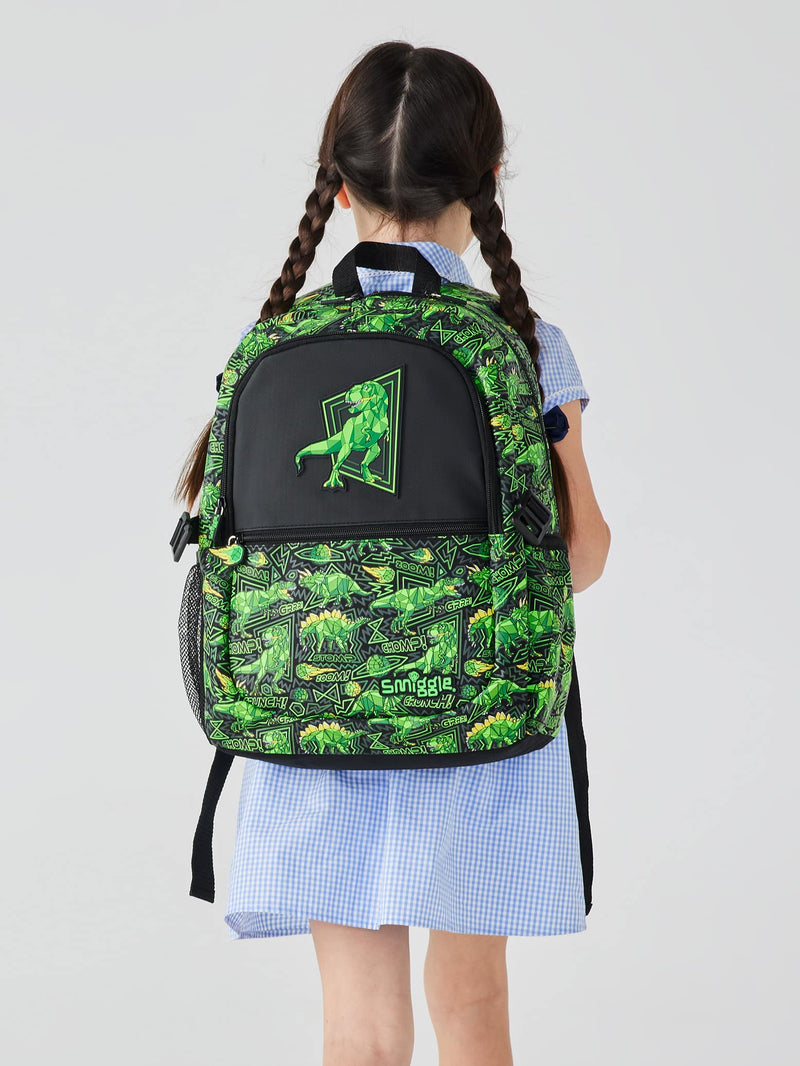 🌟 Smiggle Wild Side Dino Classic Attach Backpack | 17.8L Capacity, Dinosaur Prints, 15-inch Laptop Compartment & Attachable Lunchbox 🦖