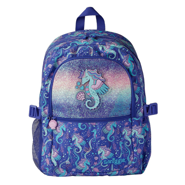 🌟 Smiggle Better Together Classic Attach Backpack - Purple Seahorse, 17.8L Capacity & Scented PVC Badge🦄
