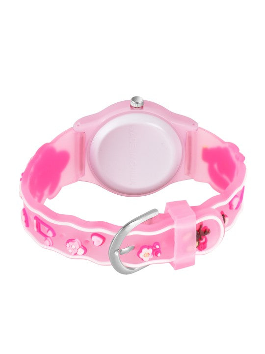 Girls Printed Dial & Straps Analogue Watch Melody Pink