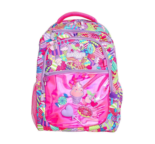 🍦 Smiggle Far Away Backpack - Ice-Cream Print for Kids, 17.8L, Pink, 3Y+ 🎒
