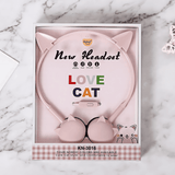 Cute Cat Ear Headphones with LED Lights & Tangle-Free Cord for Kids