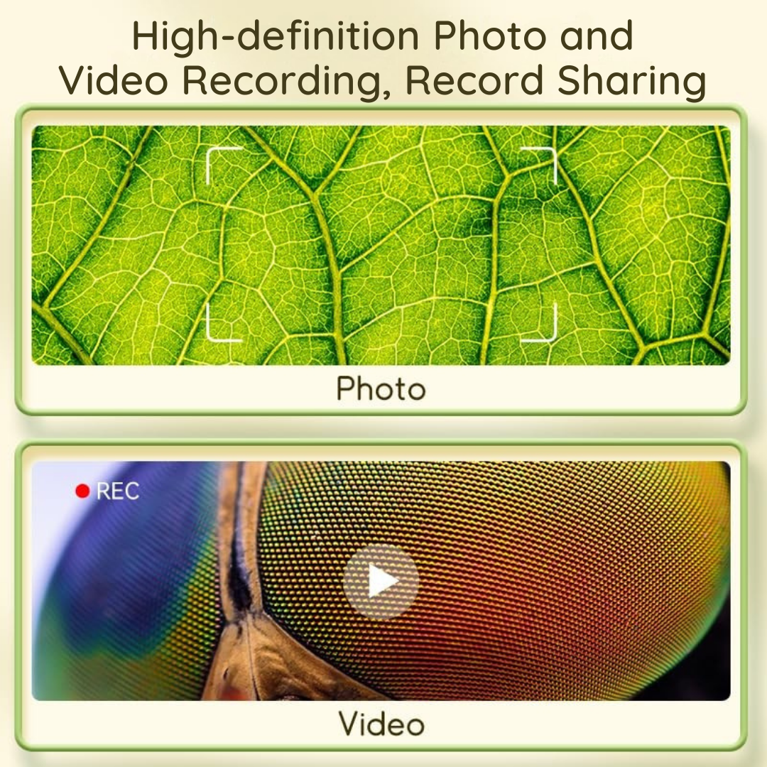 Portable Digital Microscope for Kids - 1000X Magnification, Adjustable LED Lights, and Built-in Storage