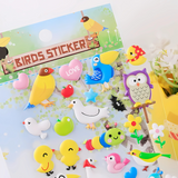 Cute 3D Bird Theme Textured Squishes Puffer Sticker Set