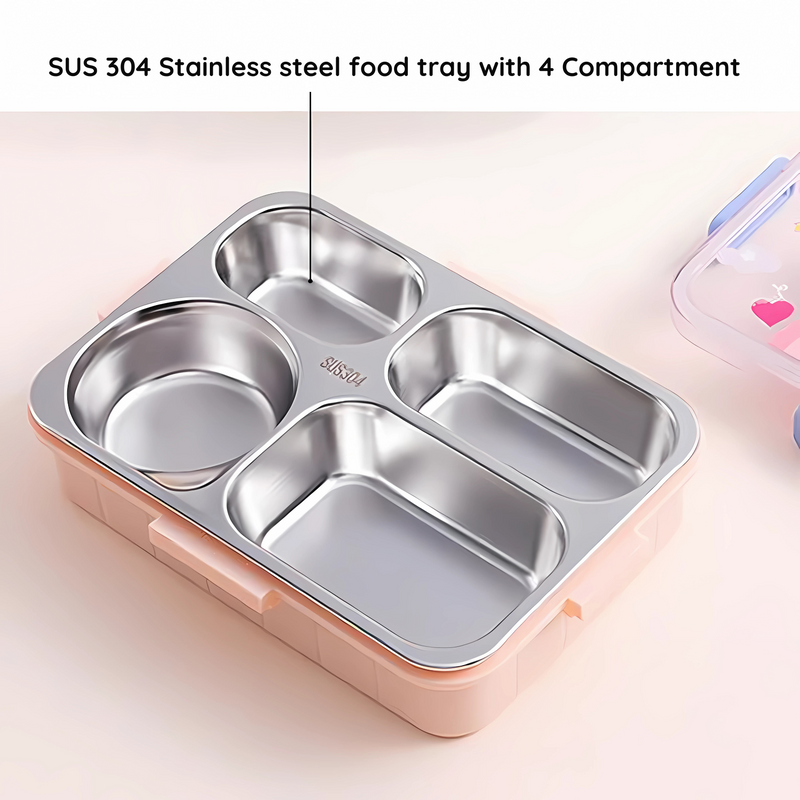 Premium Stainless Steel Lunch Box with Cartoon Character Design