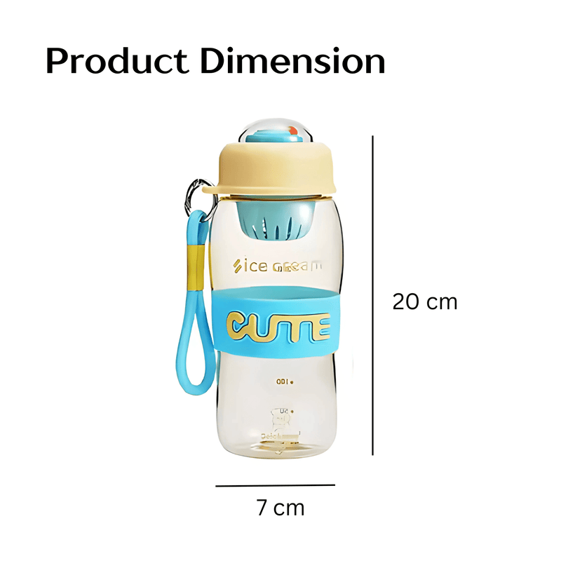 Water Bottle with Straw and Handle - 600ml - Pack of 1
