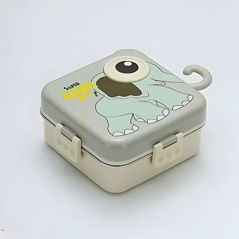 3D Big Eye Elephant Shaped Double Decker Lunch Box for Kids