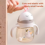 Animal Shaped Kids Water Bottle with Straw & Shoulder Strap - 360ml