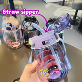 Leak-Proof Cartoon Water Bottle with Straw & Shoulder Strap – 550ml