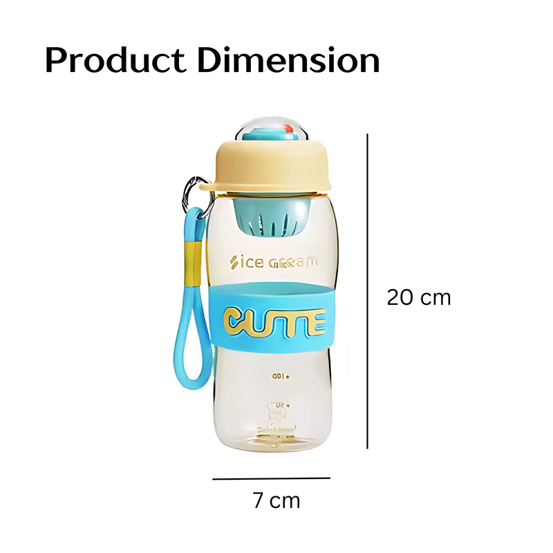 Water Bottle with Straw and Handle - 600ml