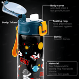 Water Bottle With Sipper Space Design Theme For Kids Anti-Leak Astronaut Kids 600 ml Bottle - Pack of 1