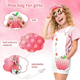 Apple-Shaped Pop It Fidget Toy Sling Bag for Kids – Silicone Crossbody Purse with Keychain