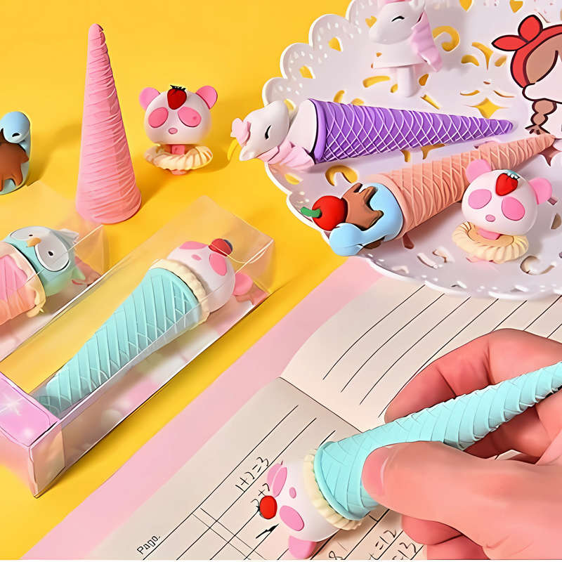 Ice Cream Cone Erasers Set For Kids- 4 Pieces