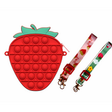 Strawberry-Shaped Pop It Fidget Toy Sling Bag for Kids – Silicone Crossbody Purse with Keychain