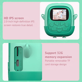 Instant Digital Camera with Printer for Kids - Green Dinosaur Design, 24MP, 2.0" Screen, AI Features, Built-in Games, and Photo Printing