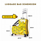 Children's Travel Roll Kid Ride Trolley Luggage – Yellow Design