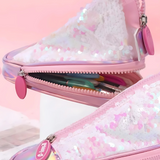 Sequins Shoe Shape Spacious Multipurpose Organizer Pvc Pouch