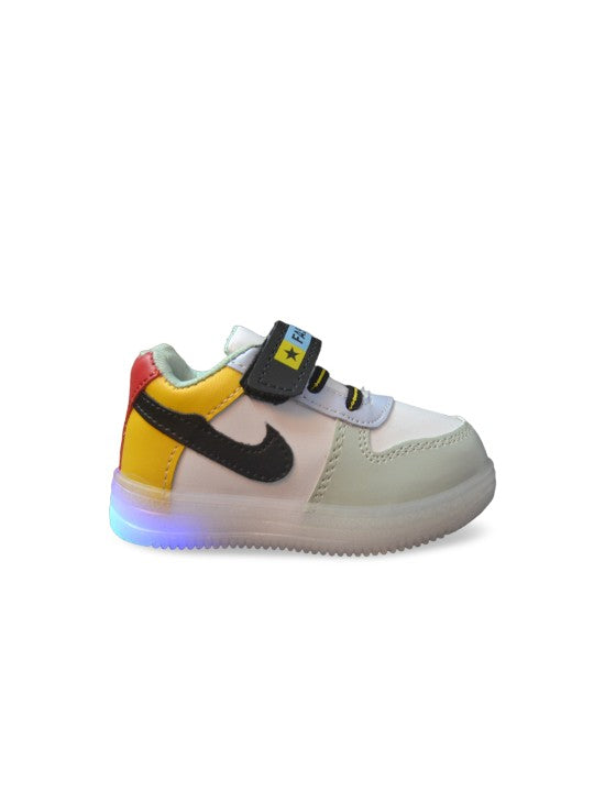 Kids' Yellow & Green Colourblocked LED Sneakers with Velcro