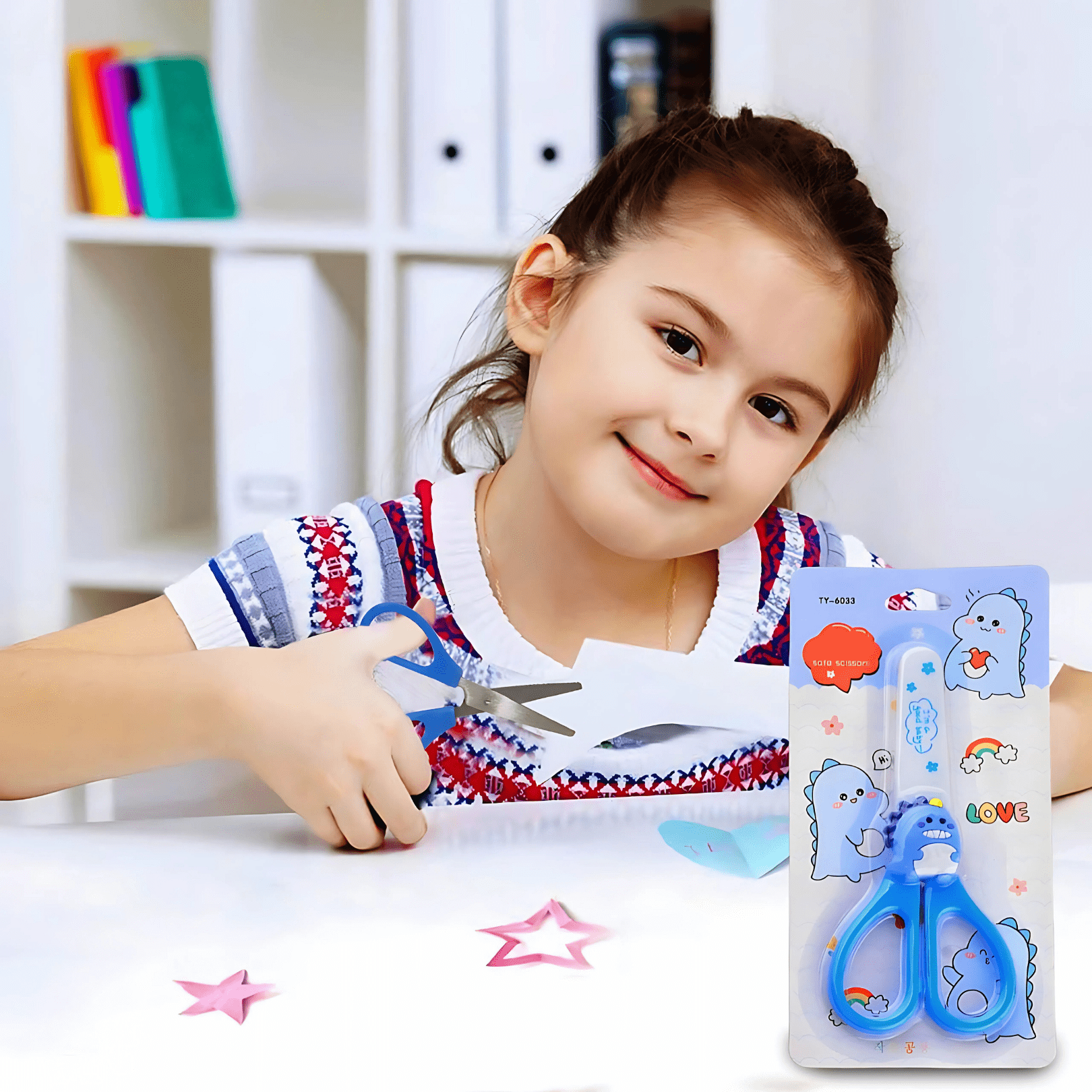 Paper cutting stainless steel craft sccissor with safety cover (Pack of 3)