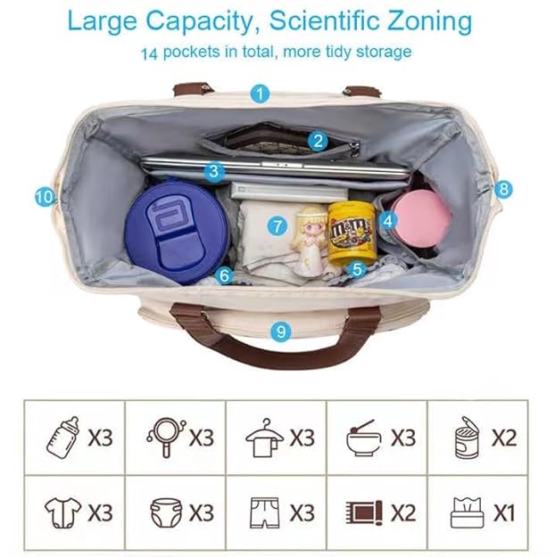 Waterproof Multi-functional Compact Mommy Bag | Pink Color | Stylish & Spacious Diaper Bag Backpack