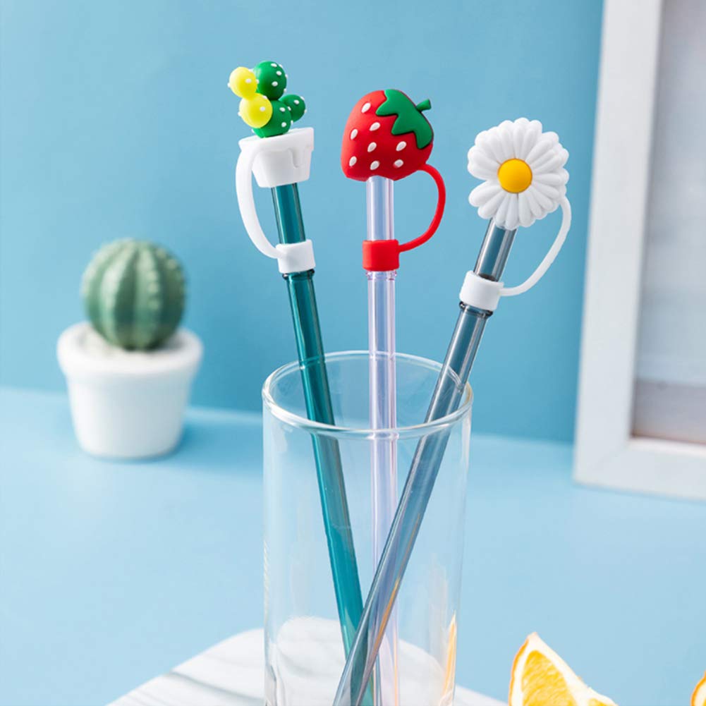 Silicone Straw Tips Covers (Pack of 2) - Reusable, Dust-Proof, Fun Designs for 6-8 mm Straws