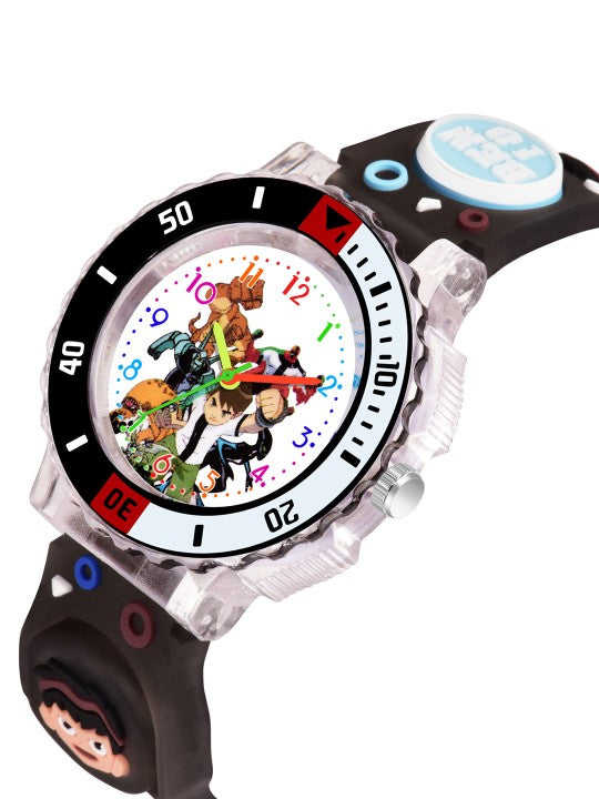 Boys Patterned Dial & Silicon Strap Analogue Watch - Ben10 Black