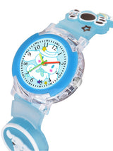 Girls Patterned Dial & Straps Analogue Watch Skyblue