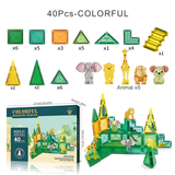 Magnetic Disc & Magnetic Tiles Set – STEM Building Toy for Kids (3D Structure Assembly, Forest Theme, Ages 3-7)