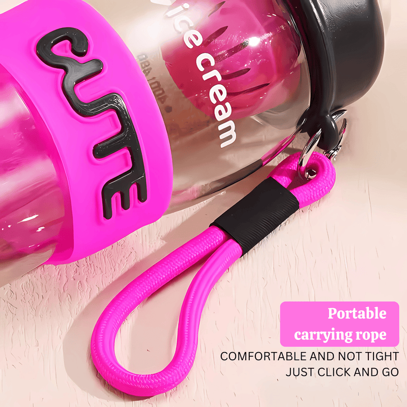 Water Bottle with Straw and Handle - 600ml - Pack of 1