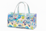 Holographic Unicorn Print Duffel Bag for Girls – Stylish, Lightweight & Trendy Travel Tote | Magical Unicorn Holographic Travel Bag for Girls – Glittery Rainbow Duffel with Cartoon Print