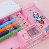 Multifunctional Double Compartment Magnetic Pencil Box For Kids