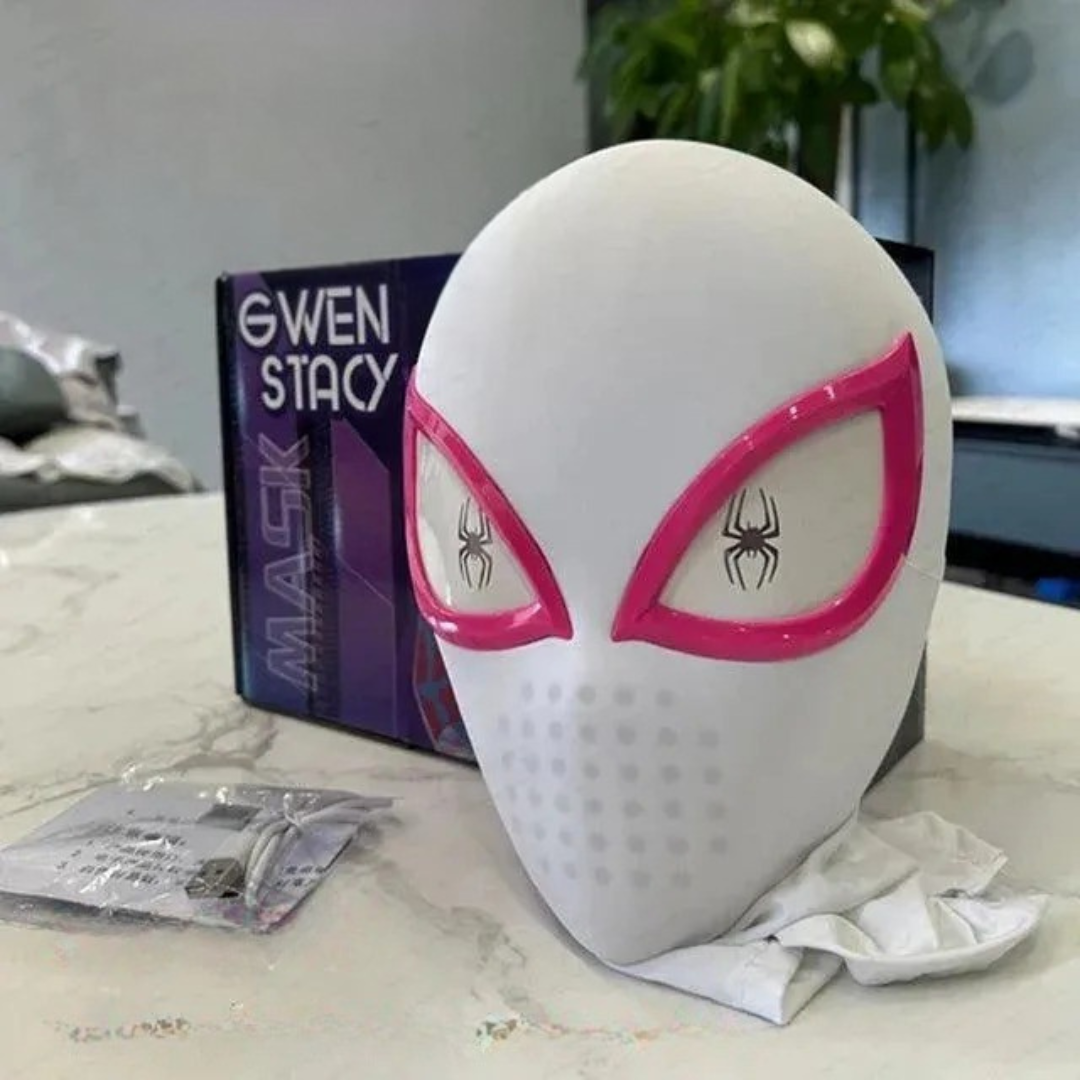 SpiderVision Luxe Mask | White Color | Spider-Man Mask with Moving Eyes for Realistic Cosplay