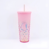 Studded Embossed Water Bottle with Straw - 720ml