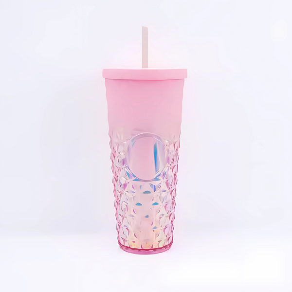 Studded Embossed Water Bottle with Straw - 720ml