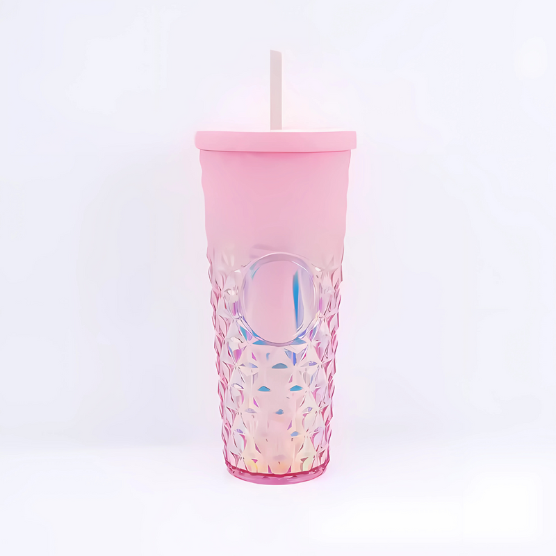 Studded Embossed Water Bottle with Straw - 720ml