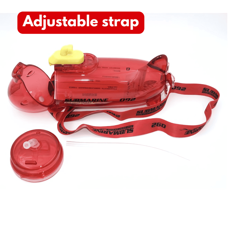 Submarine Shaped Water Bottle with Straw – 380ml - Pack of 1