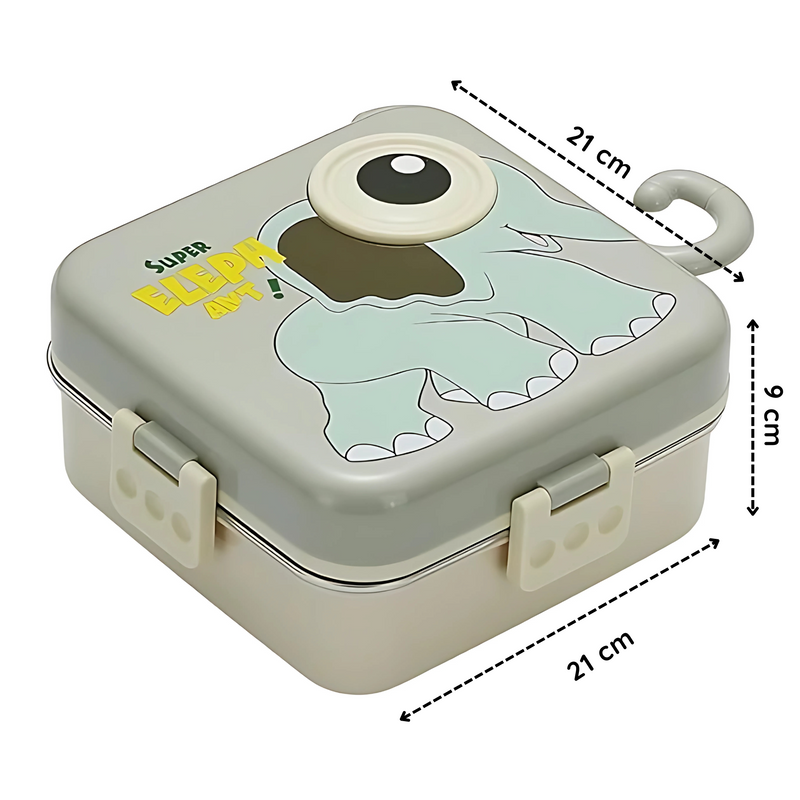 3D Big Eye Elephant Shaped Double Decker Lunch Box for Kids