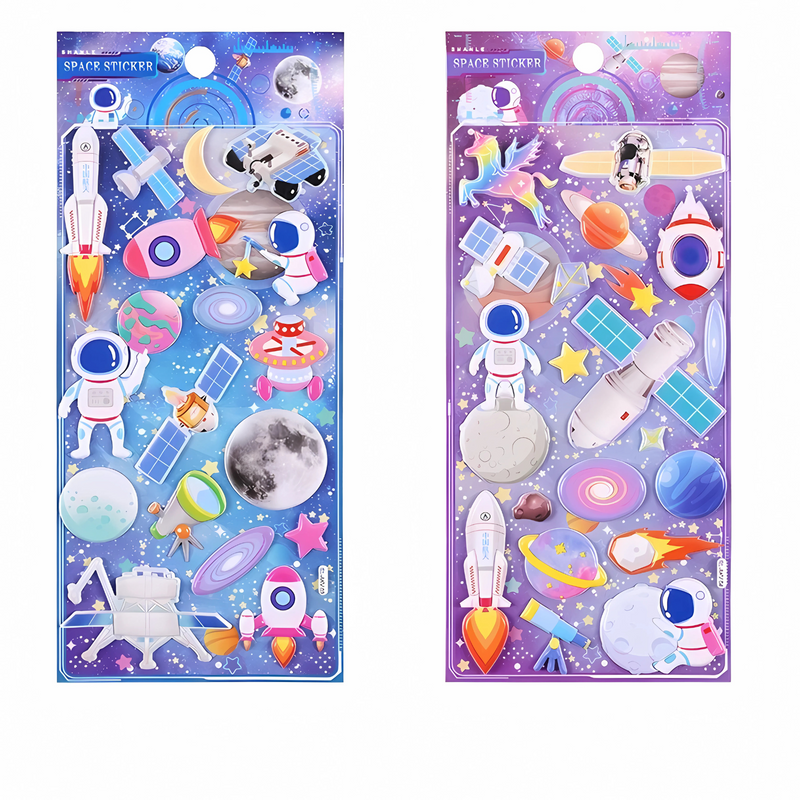 3D Puffy Space Themed Stickers for Kids