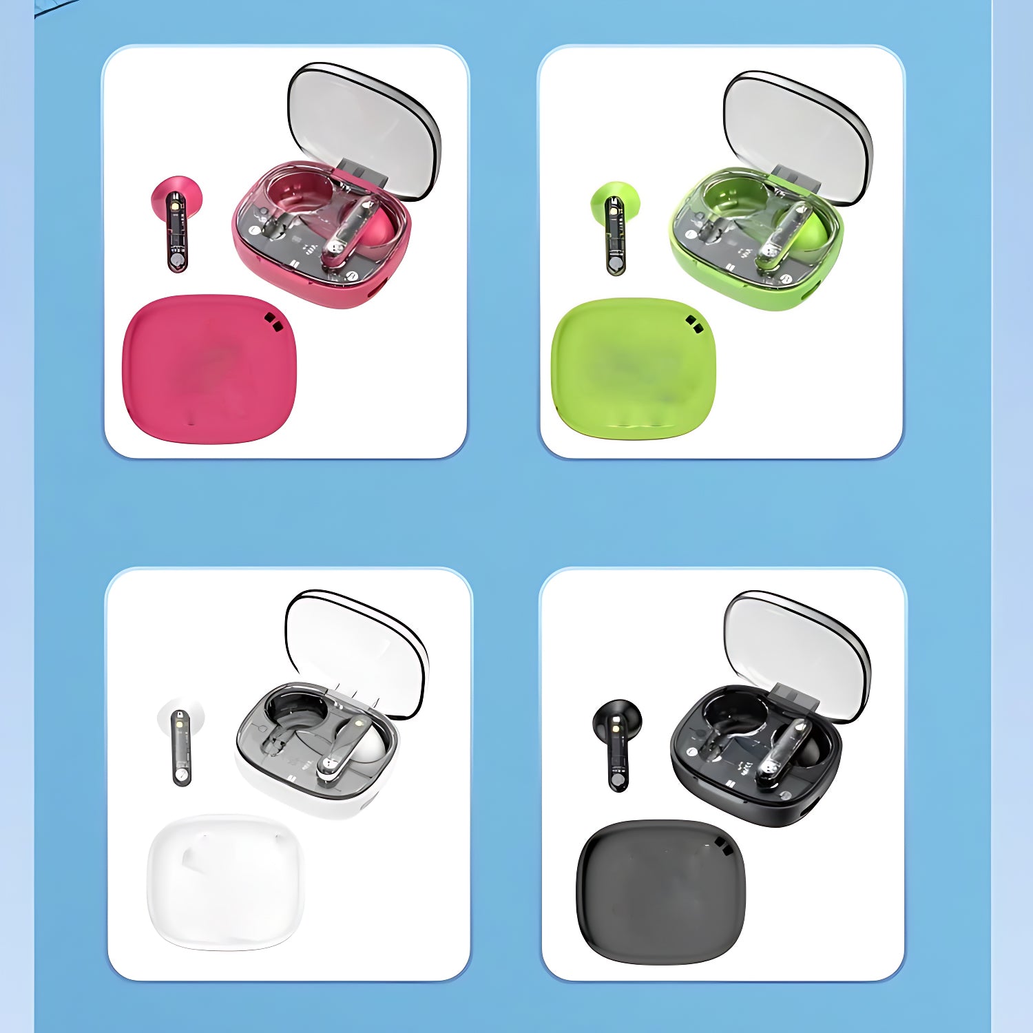 LY80 Wireless Bluetooth Earbuds | HiFi Stereo Sound, ENC Noise Cancellation, Fast Charging, IP7 Waterproof, Touch Control, Transparent Design with Mic