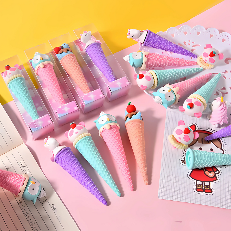 Ice Cream Cone Erasers Set For Kids- 4 Pieces