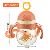 Animal Shaped Kids Water Bottle with Straw & Shoulder Strap - 360ml