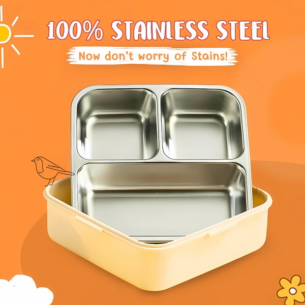 Cute Chicken-Themed Stainless Steel Lunch Box for Kids