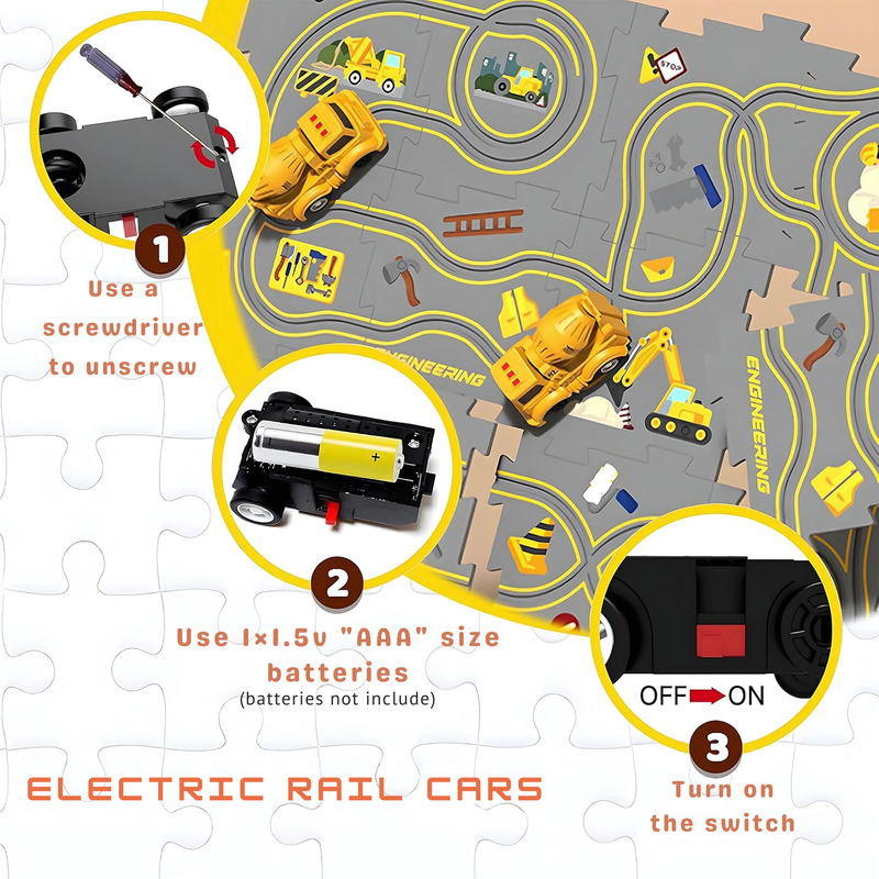 Puzzle Track Racer Play Set – DIY Educational STEM Toy for Toddlers (Ages 3+)