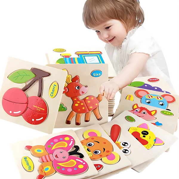 Cartoon Themed Wooden Puzzle Educational Toy For Pre-schooler