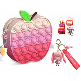 Apple-Shaped Pop It Fidget Toy Sling Bag for Kids – Silicone Crossbody Purse with Keychain