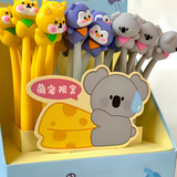 Cute Baby Animal Topper Head Wiggle Silicone Gel Pen – Pack of 6