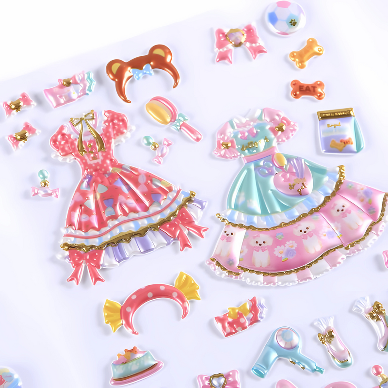 DIY 3D Kawaii Princess Dress-Up Stickers Set For Girls