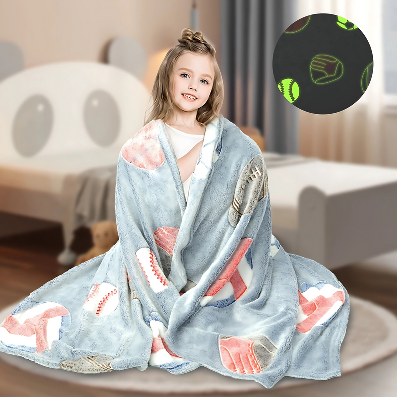 Glow in The Dark Blue Ball Blanket for Kids, Teenagers & Adults – Super Soft & Cozy, All Seasons Double Bed Blanket (200 x 230 cm, 78 x 90 Inches) blanket_381