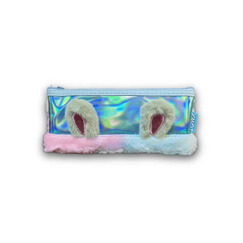 Designer Fur Pencil Pouch (Rabbit Shape) for Girls - Multipurpose Polyester Pencil Box with Zip Closure