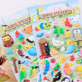 Cute 3D Bird Theme Textured Squishes Puffer Sticker Set